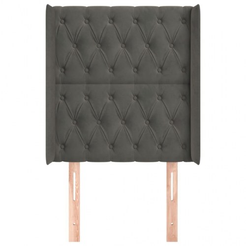 Sengegavl med kanter i fløjl 83 x 16 x 118/128 cm - mørkegrå