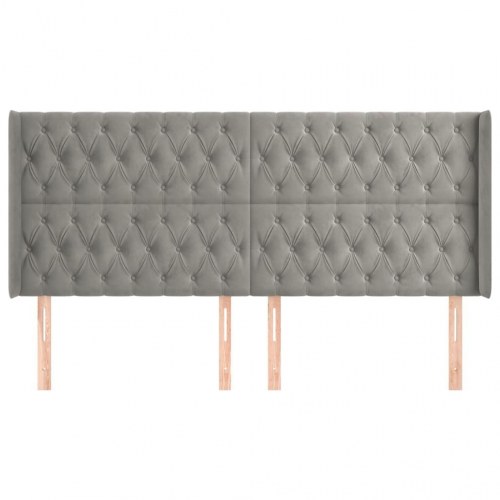 Sengegavl med kanter 183 x 16 x 118/128 cm fløjl - lysegrå