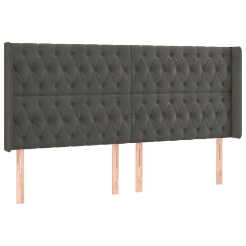 Sengegavl med kanter 203 x 16 x 118/128 cm - mørkegrå