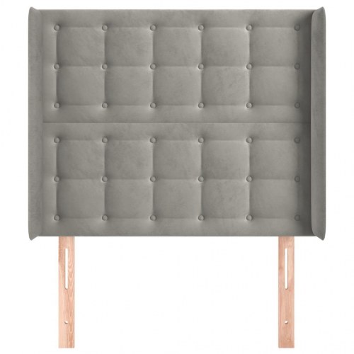 Sengegavl med kanter i fløjl 93 x 16 x 118/128 cm - lysegrå