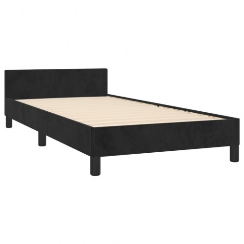 Sengeramme med sengegavl 80×200 cm - fløjl, sort