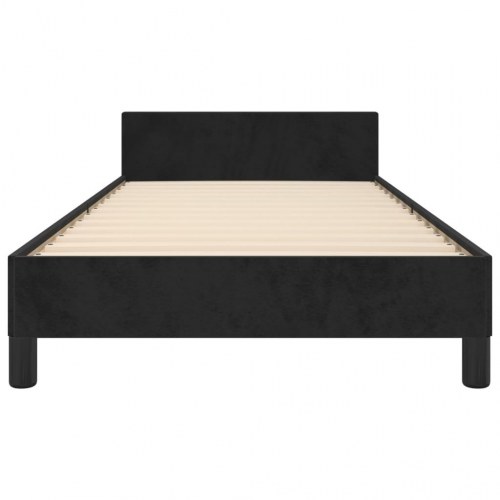 Sengeramme med sengegavl 80×200 cm - fløjl, sort