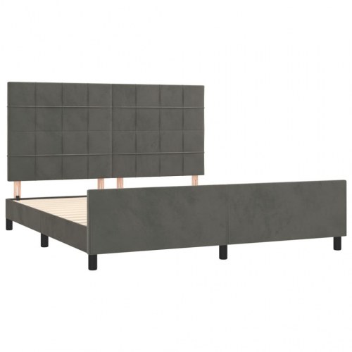 Sengeramme i fløjl med sengegavl - mørkegrå 160×200 cm