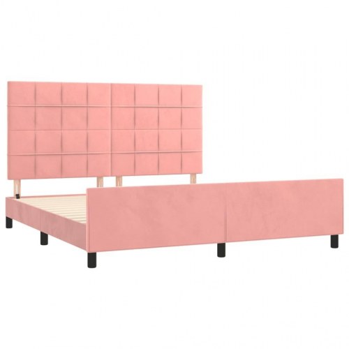 Sengeramme med sengegavl 160x200 cm i fløjl - pink