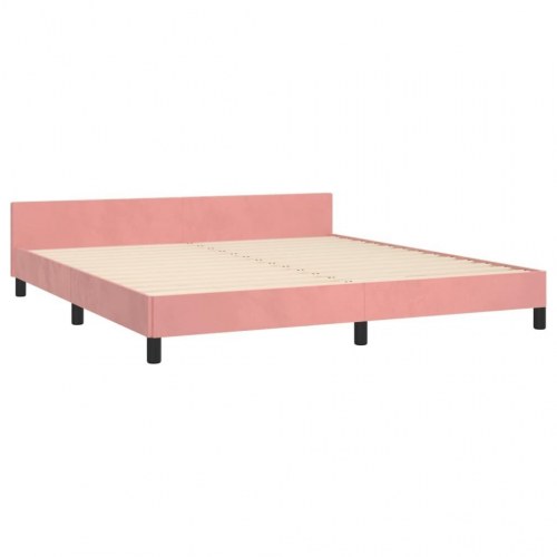 Sengeramme med sengegavl 160x200 cm i fløjl - pink