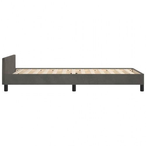 Sengeramme i fløjl - mørkegrå 90 x 190 cm med sengegavl