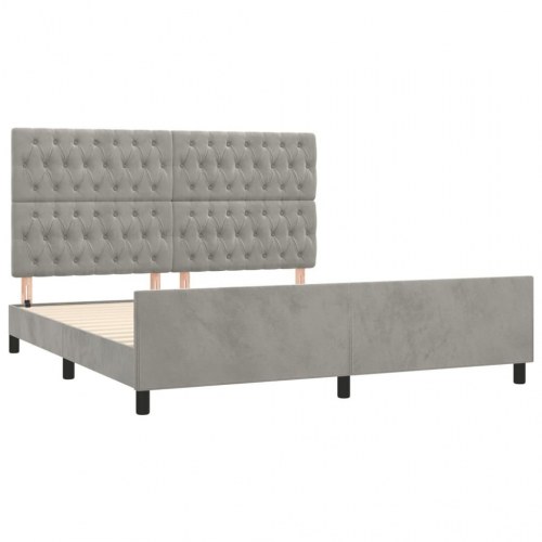 Sengeramme med sengegavl 180x200 cm i fløjl - lysegrå