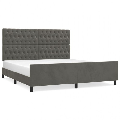 Sengeramme med sengegavl 180x200 cm i fløjl - mørkegrå