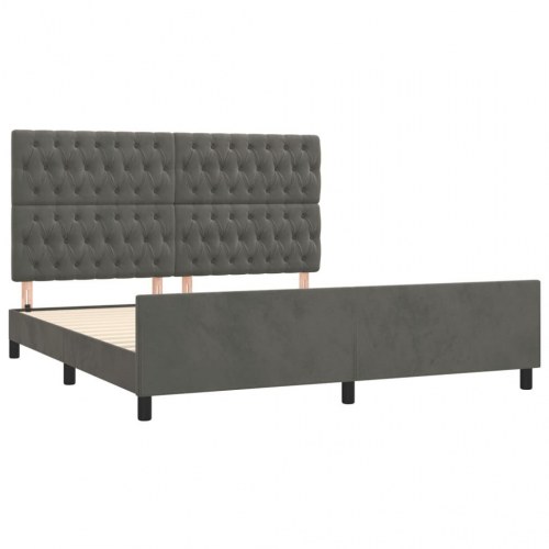 Sengeramme med sengegavl 180x200 cm i fløjl - mørkegrå