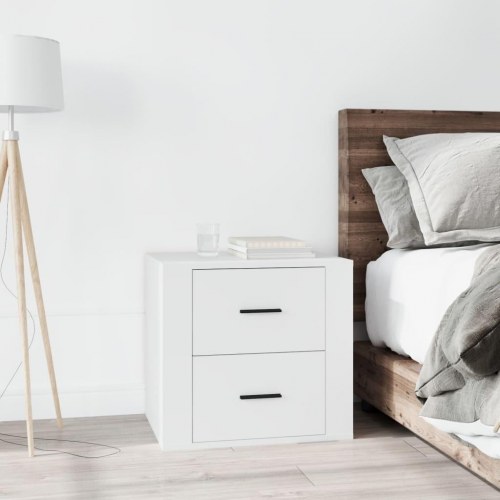 Sengebord 50 × 39 × 47 cm - hvid natbord med opbevaring