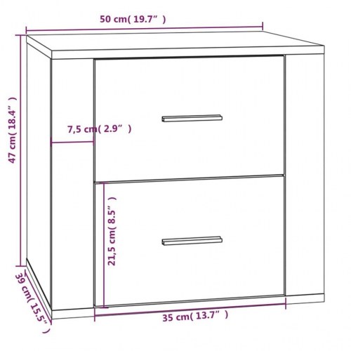 Sengebord 50 × 39 × 47 cm - hvid natbord med opbevaring