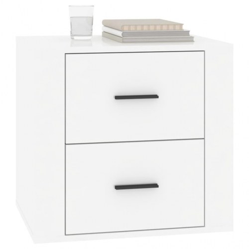 Sengebord 50 × 39 × 47 cm - hvid højglans med opbevaring