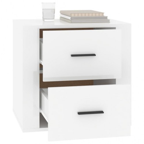 Sengebord 50 × 39 × 47 cm - hvid højglans med opbevaring