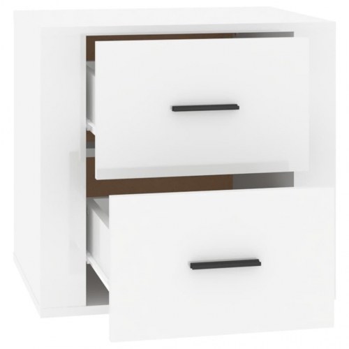 Sengebord 50 × 39 × 47 cm - hvid højglans med opbevaring