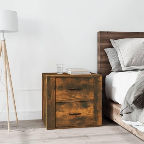Sengebord 50×39×47 cm - røget egetræsfarve, med opbevaring