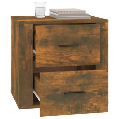 Sengebord 50×39×47 cm - røget egetræsfarve, med opbevaring