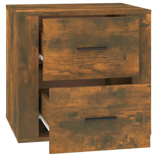 Sengebord 50×39×47 cm - røget egetræsfarve, med opbevaring