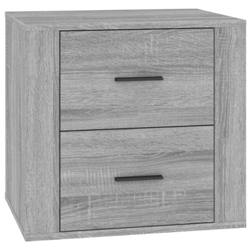Sengebord 50 × 39 × 47 cm - grå sonoma-eg med 2 skuffer