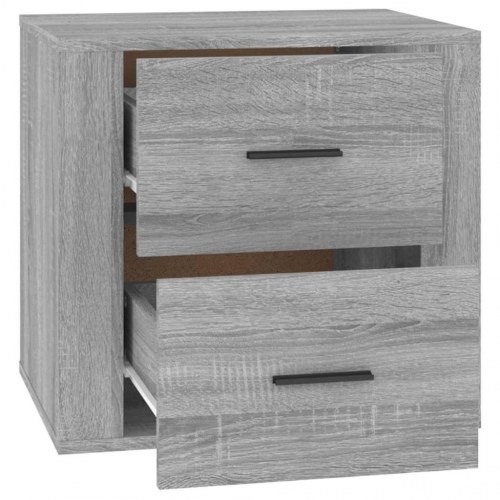 Sengebord 50 × 39 × 47 cm - grå sonoma-eg med 2 skuffer