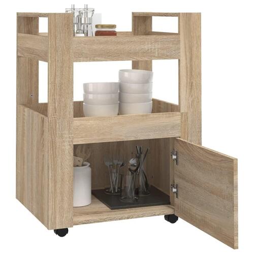 Køkkenvogn 60x45x80 cm konstrueret træ Sonoma-eg