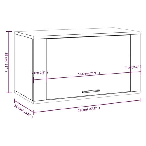 Væghængt skoskab 70x35x38 cm konstrueret træ betongrå