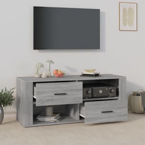 Tv-bord i konstrueret træ - 100 × 35 × 40 cm, grå sonoma-eg