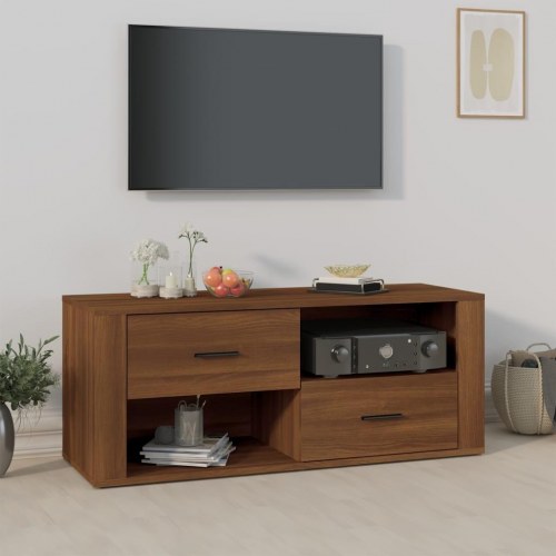 Tv-bord i konstrueret træ - 100×35×40 cm, brun egetræsfarve