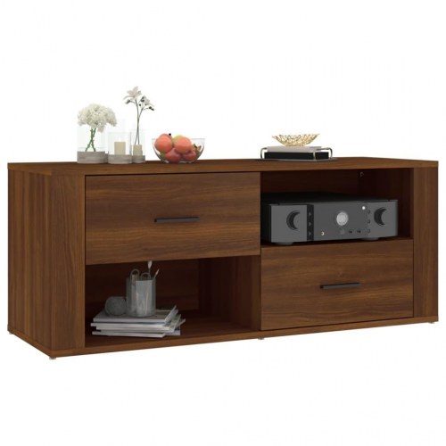 Tv-bord i konstrueret træ - 100×35×40 cm, brun egetræsfarve