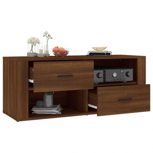 Tv-bord i konstrueret træ - 100×35×40 cm, brun egetræsfarve