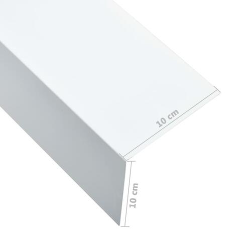 Vinkelplader 5 stk. L-form 170 cm 100x100 mm aluminium hvid