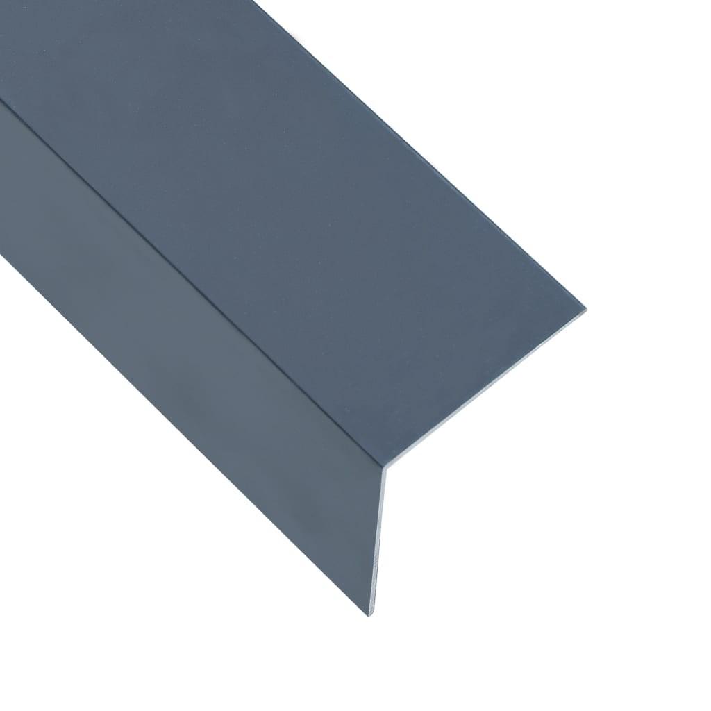 Vinkelplader 5 stk. L-form 170 cm 30x30 mm 90° aluminium grå