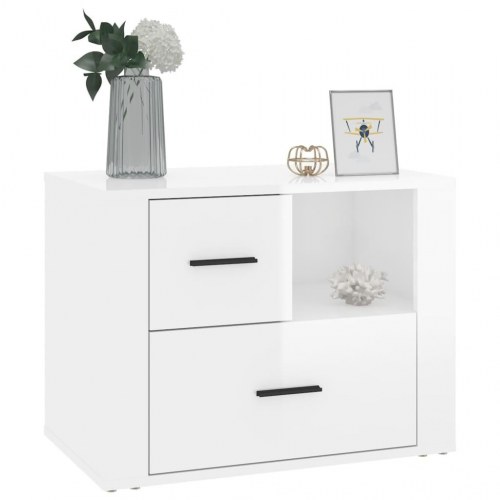 Sengeskab 60x36x45 cm konstrueret træ hvid højglans