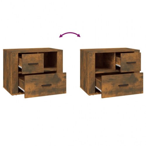 Sengebord 60×36×45 cm i konstrueret træ - røget egetræsfarve