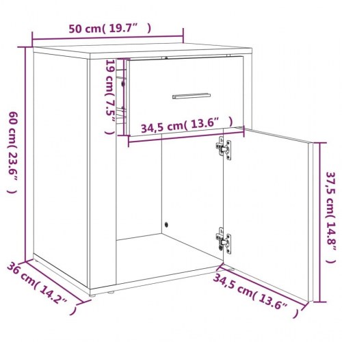 Sengeskab 50x36x60 cm konstrueret træ hvid højglans