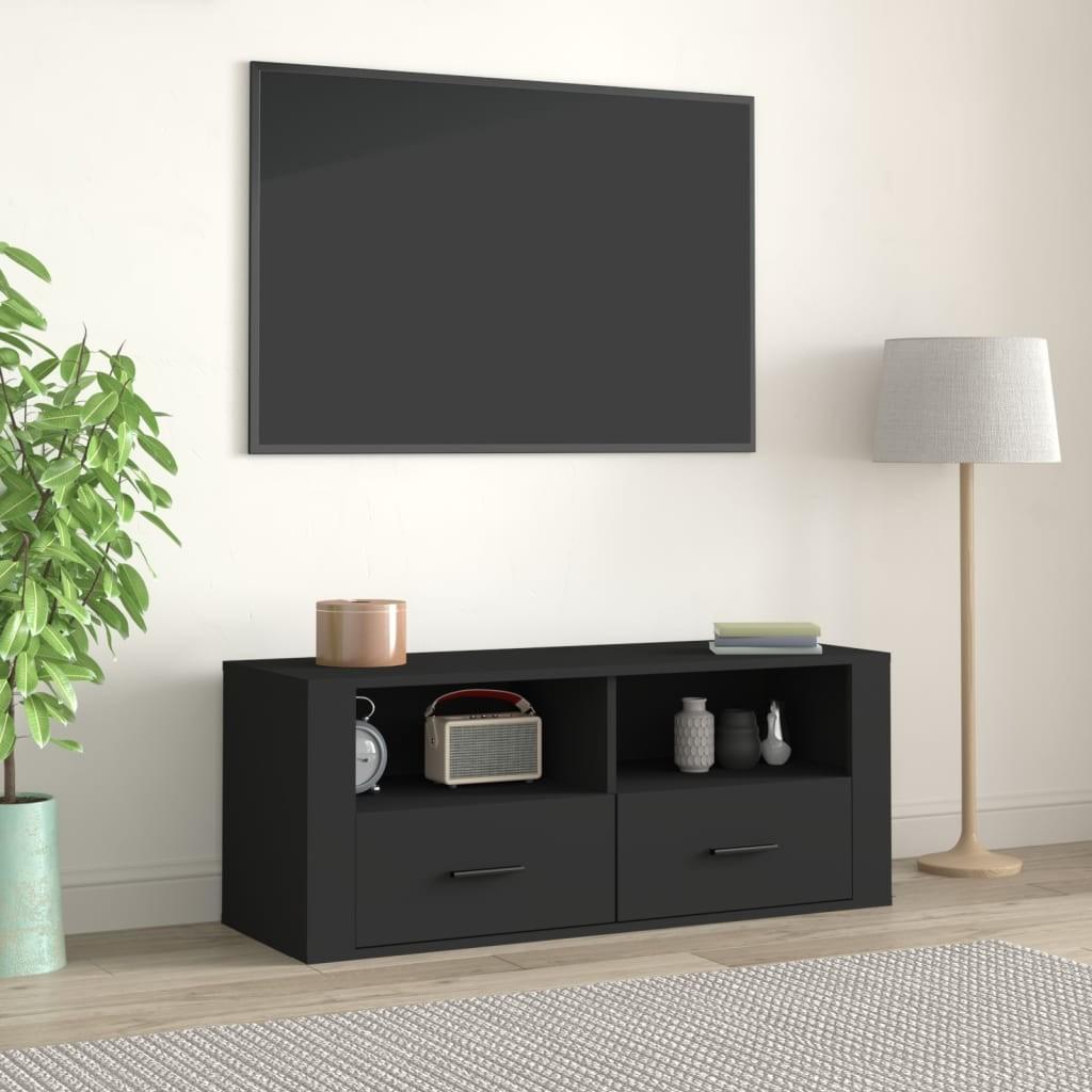 Tv-bord 100x35x40 cm konstrueret træ sort