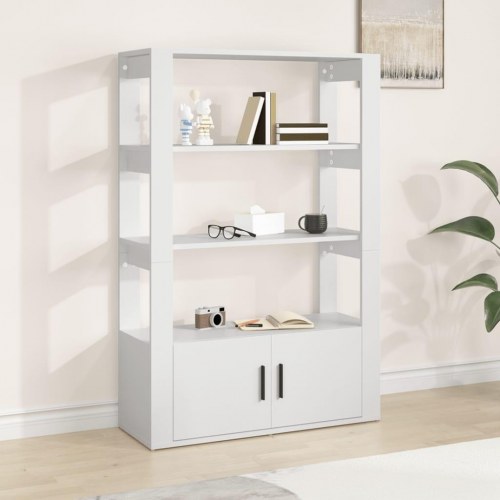 Skænk med hylder 80×30×119,5 cm - konstrueret træ, hvid