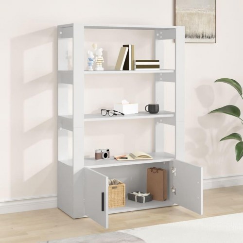 Skænk med hylder 80×30×119,5 cm - konstrueret træ, hvid
