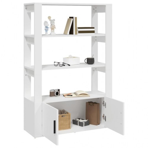 Skænk med hylder 80×30×119,5 cm - konstrueret træ, hvid