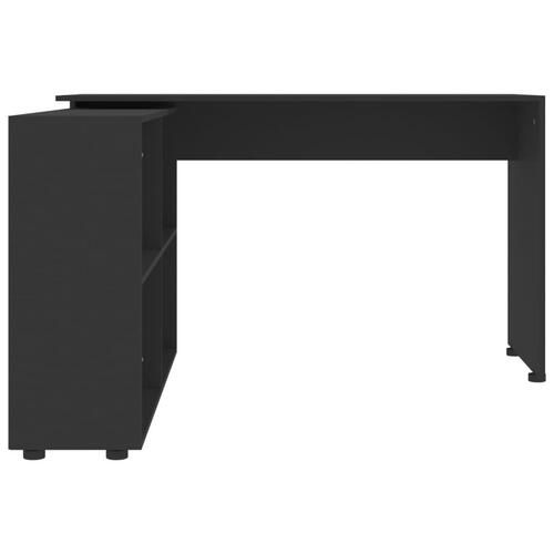 Hjørneskrivebord konstrueret træ sort