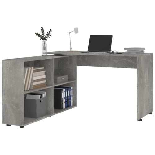 Hjørneskrivebord konstrueret træ betongrå