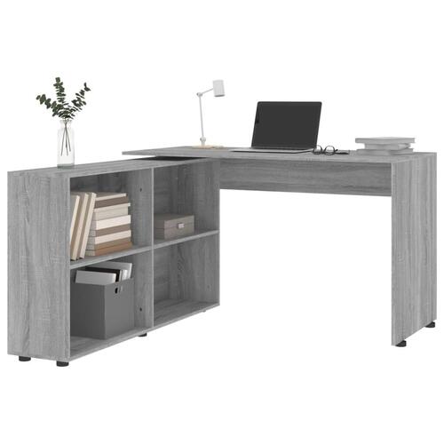 Hjørneskrivebord konstrueret træ grå sonoma-eg