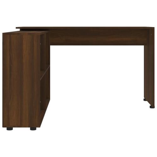 Hjørneskrivebord konstrueret træ brun egetræsfarve