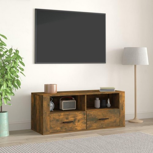 Tv-bord 100×35×40 cm i konstrueret træ - røget egetræsfarve