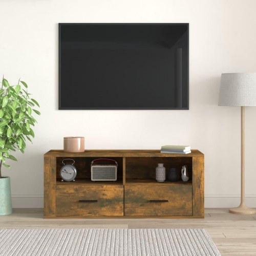 Tv-bord 100×35×40 cm i konstrueret træ - røget egetræsfarve