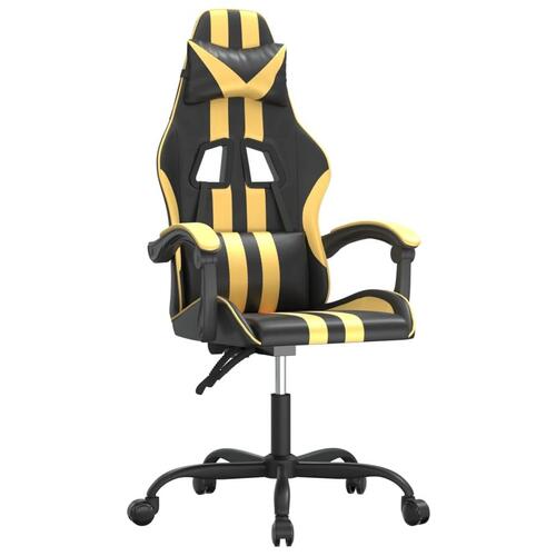 Gamingstol kunstlæder sort guldfarvet