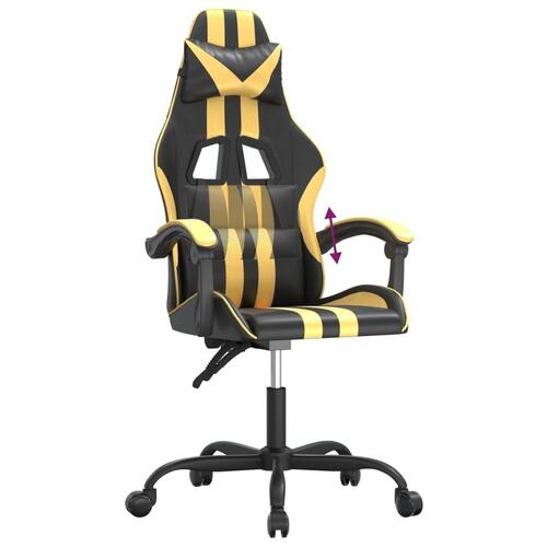 Gamingstol kunstlæder sort guldfarvet