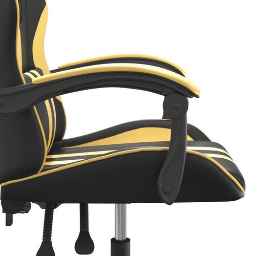 Gamingstol kunstlæder sort guldfarvet