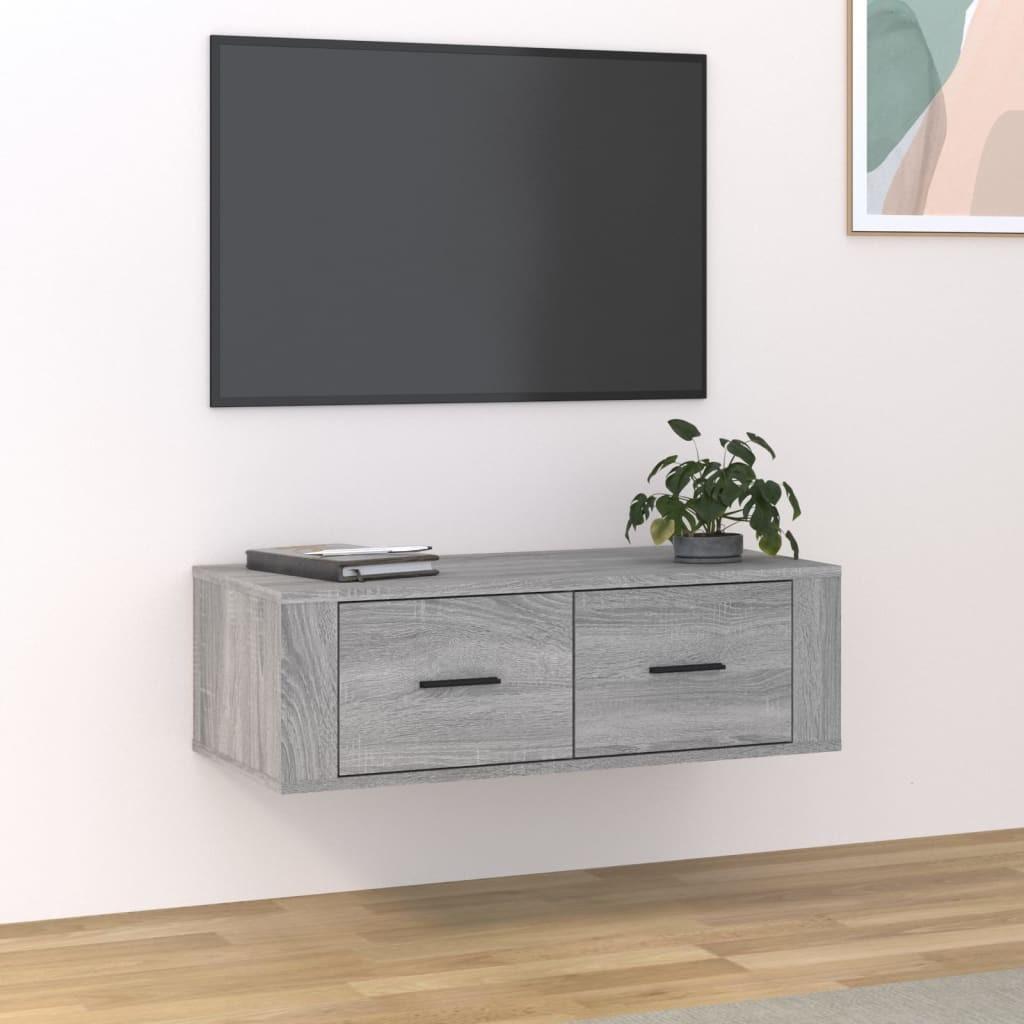 Væghængt Tv-Bord 80X36X25 Cm Konstrueret Træ - Grå sonoma-eg