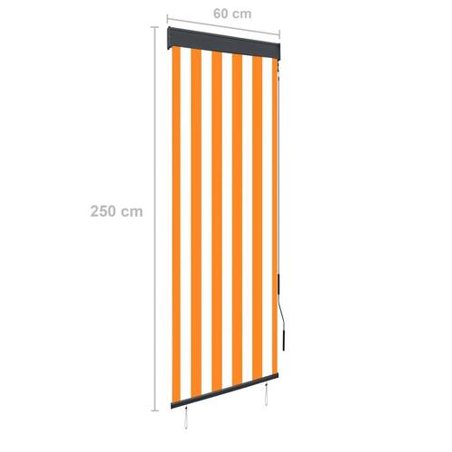 Udendørs rullegardin 60x250 cm hvid og orange