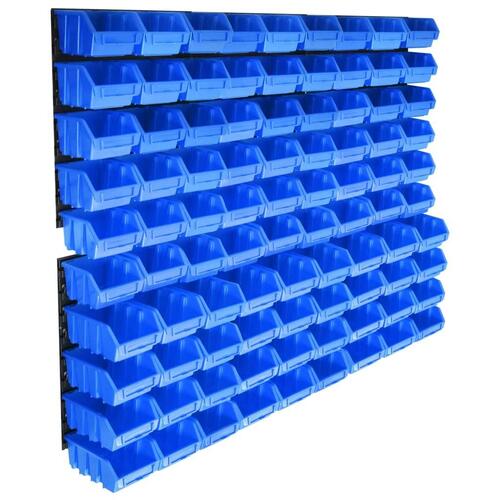 Opbevaringssæt med vægpaneler 96 dele blå